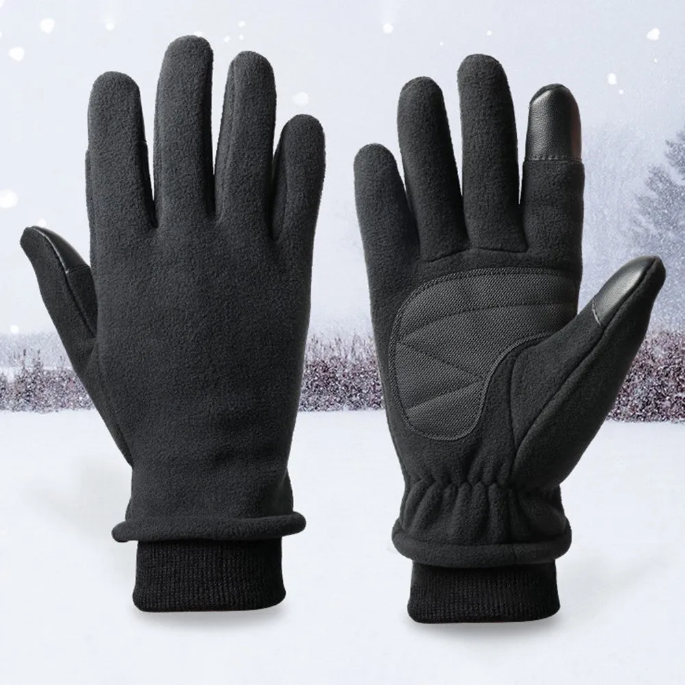 (1 pair) Size M Unisex Fleece Gloves Capacitive Touchscreen Gloves for Smartphone / Tablet - Black