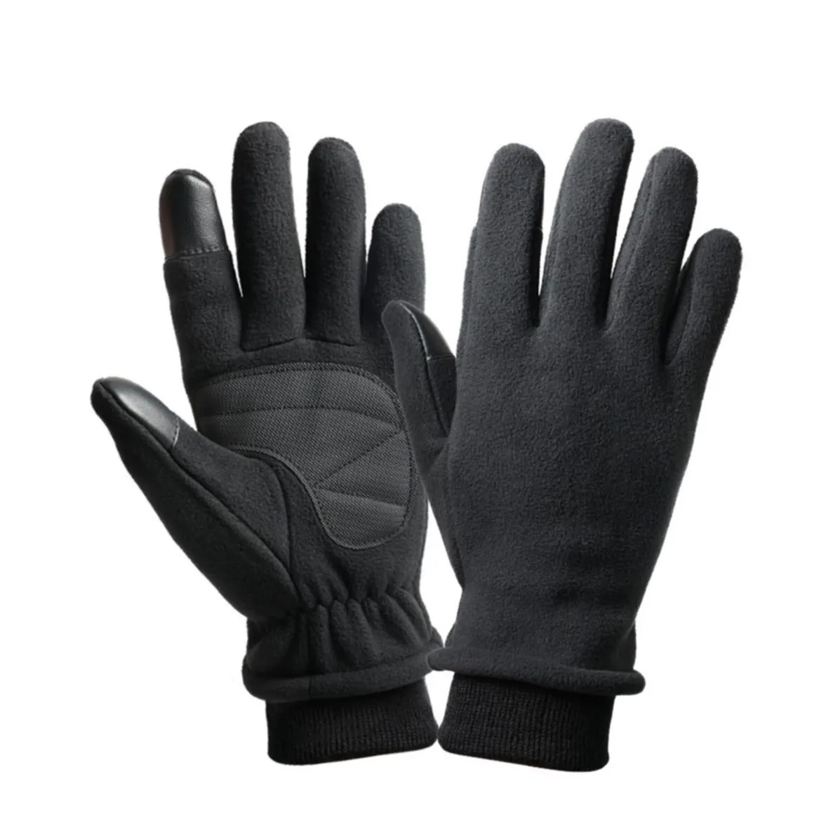 (1 pair) Size M Unisex Fleece Gloves Capacitive Touchscreen Gloves for Smartphone / Tablet - Black