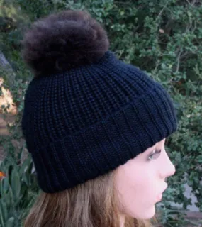 100% Alpaca Pom-Pom Beanie Hat