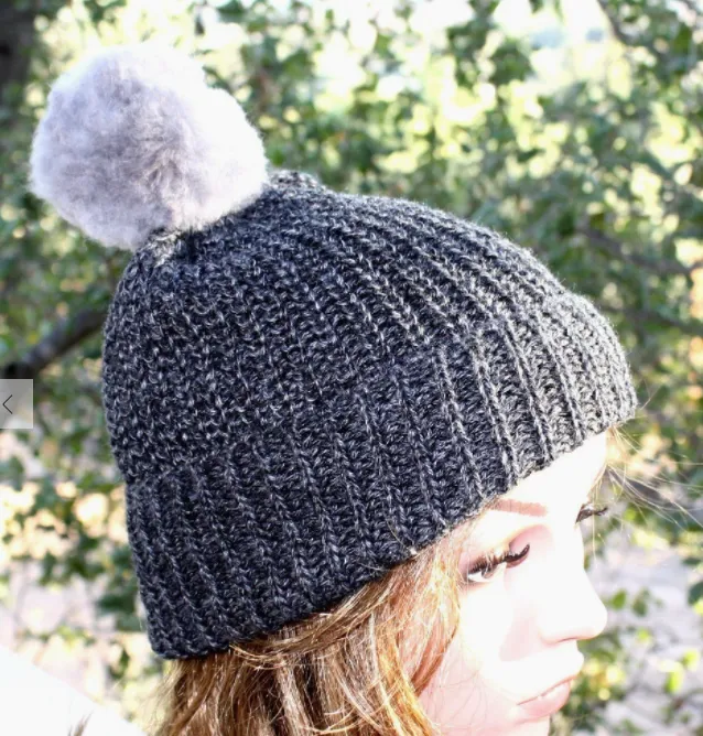 100% Alpaca Pom-Pom Beanie Hat