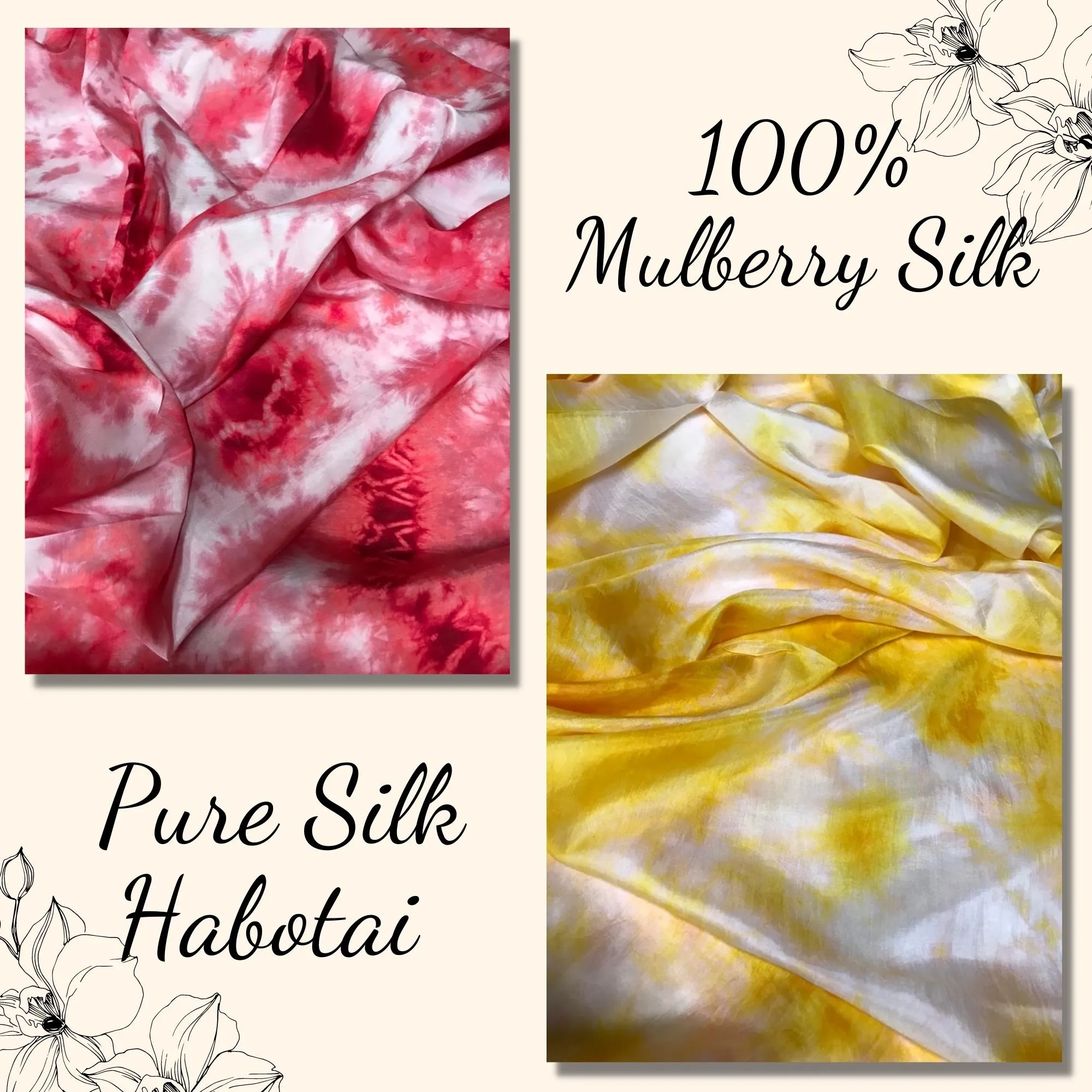 100% Mulberry Silk Habotai fabric by the yard - Red, yellow, blue silk habotai - Lining Fabric for Skirt, Scarf - Silk for clothes  - Gift for her – Lining silk fabric