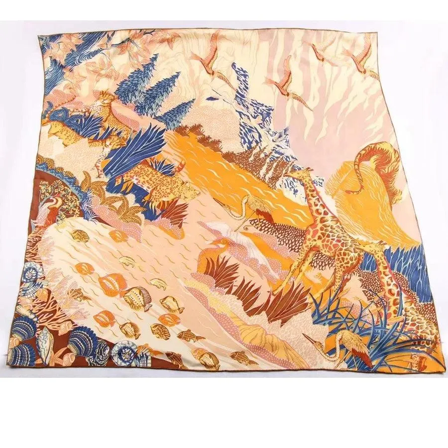 100% Twill Silk Scarf Women Large Square Silk Shawl Wraps  35"