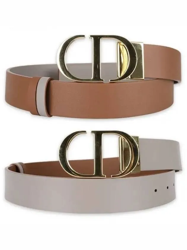 30 Montaigne 35mm Smooth Calfskin Reversible Belt Warm Taupe