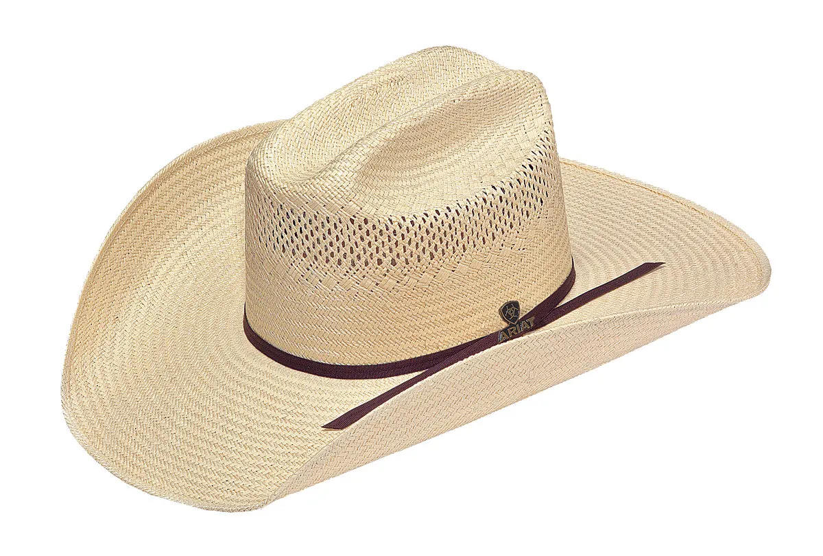 ARIAT 10X 2 CORD CHOCOLATE BAND AMERICANA STRAW HAT