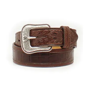 Ariat Mens Faux Croc Leather Print Tooled Belt - A1021202