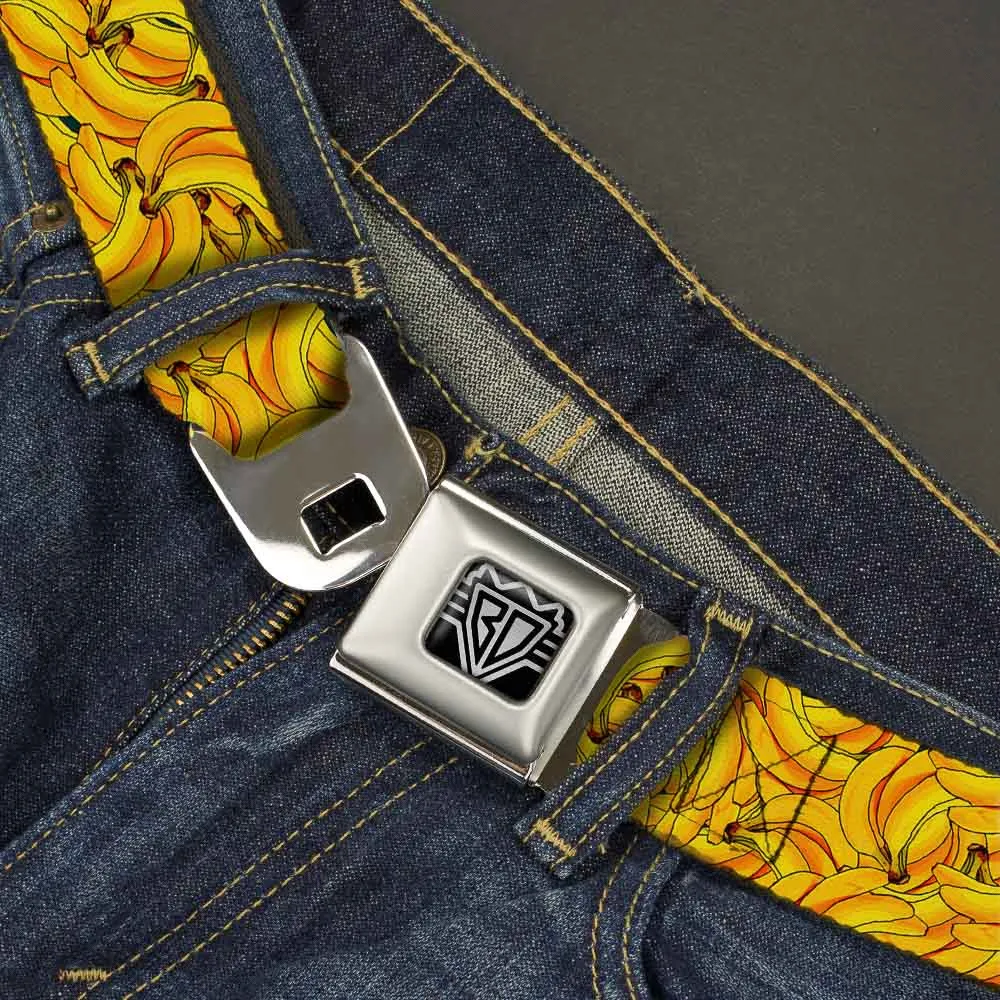 BD Wings Logo CLOSE-UP Full Color Black Silver Seatbelt Belt - Banana Bunches Stacked Webbing