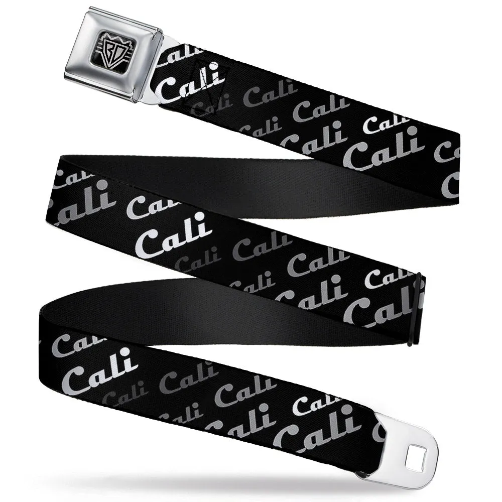 BD Wings Logo CLOSE-UP Full Color Black Silver Seatbelt Belt - CALI Fade Diagonal Black/Gray/White Webbing