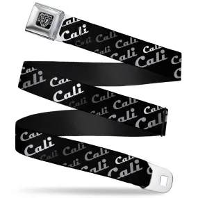 BD Wings Logo CLOSE-UP Full Color Black Silver Seatbelt Belt - CALI Fade Diagonal Black/Gray/White Webbing