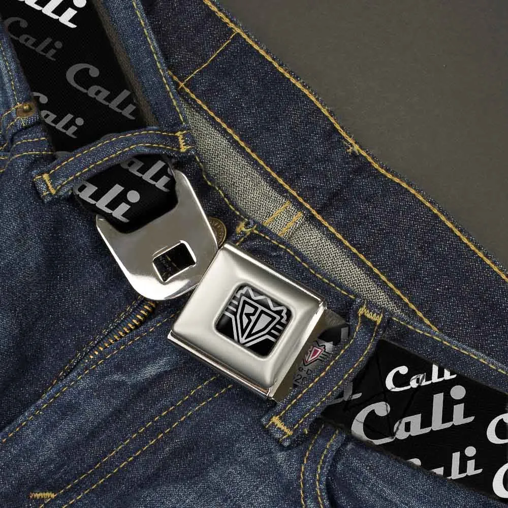 BD Wings Logo CLOSE-UP Full Color Black Silver Seatbelt Belt - CALI Fade Diagonal Black/Gray/White Webbing