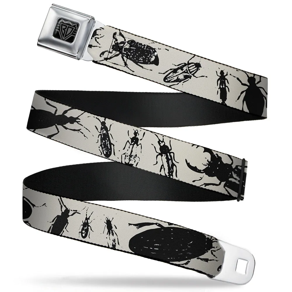 BD Wings Logo CLOSE-UP Full Color Black Silver Seatbelt Belt - Insects Gray/Black Webbing