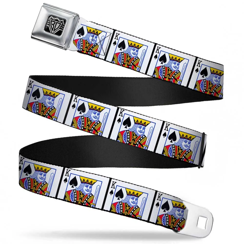 BD Wings Logo CLOSE-UP Full Color Black Silver Seatbelt Belt - King of Spades Webbing