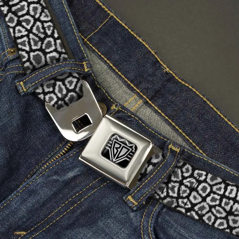 BD Wings Logo CLOSE-UP Full Color Black Silver Seatbelt Belt - Leopard Black Webbing