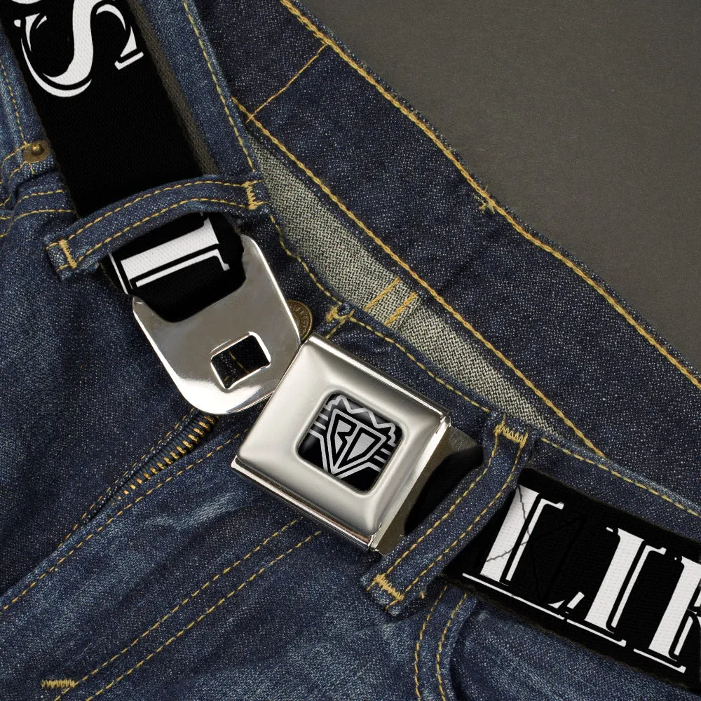 BD Wings Logo CLOSE-UP Full Color Black Silver Seatbelt Belt - LIKE A BOSS2 Black/Red Webbing