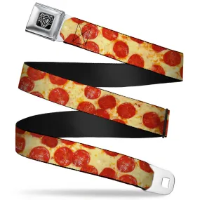 BD Wings Logo CLOSE-UP Full Color Black Silver Seatbelt Belt - Pepperoni Pizza Vivid Webbing