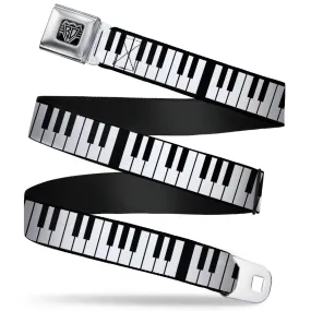 BD Wings Logo CLOSE-UP Full Color Black Silver Seatbelt Belt - Piano Keys Webbing