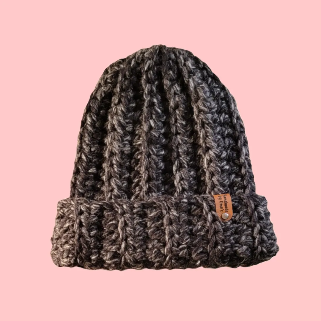 Beanie Handmade Crochet Chunky Style Charcoal Gray