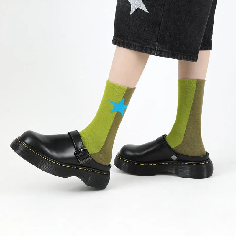 Beligogo 5 Chic & Cozy Geometric Print Mid-Calf Socks