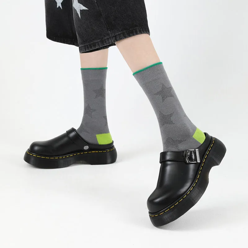 Beligogo 5 Chic & Cozy Geometric Print Mid-Calf Socks