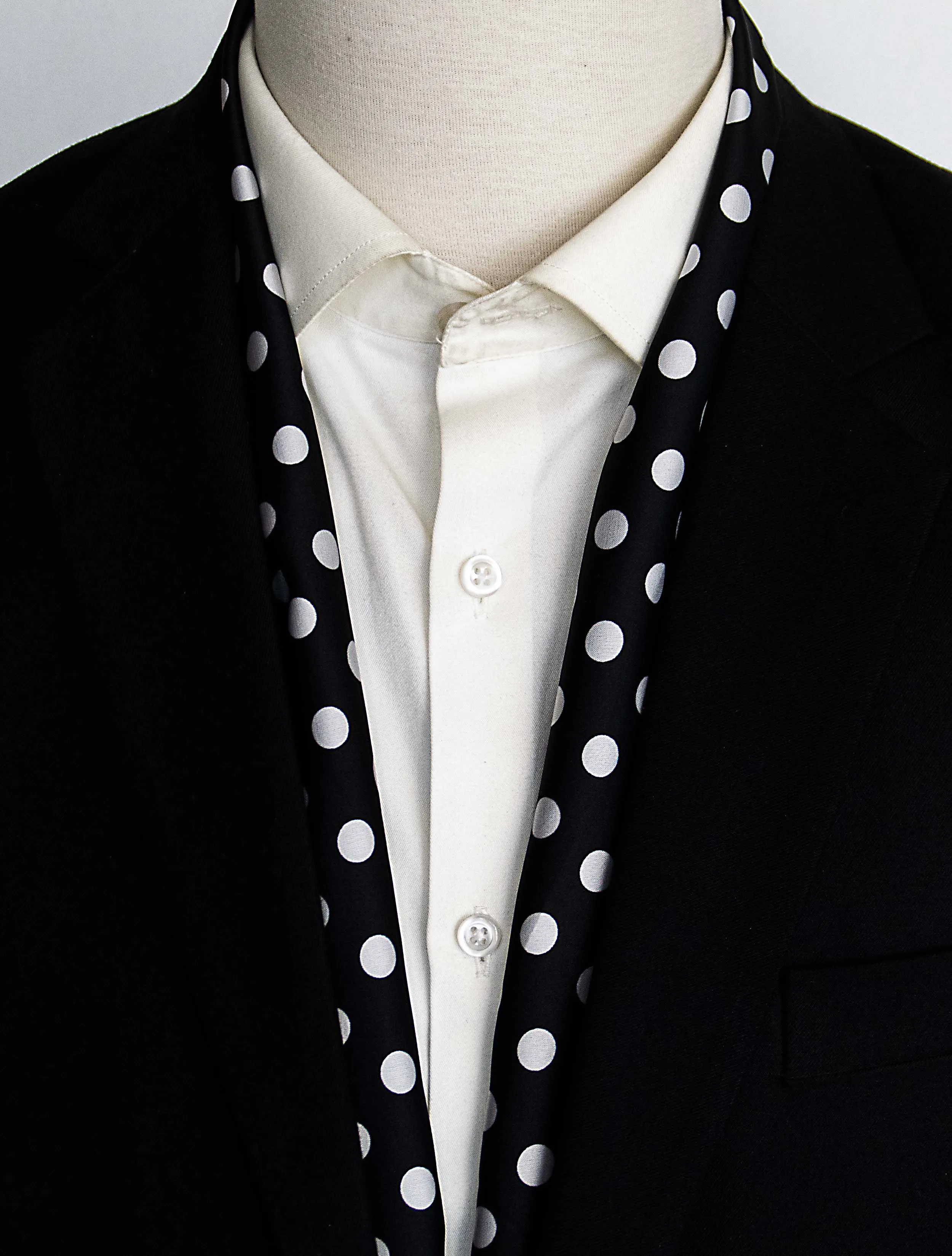 Black Base Polka - Silk Men Scarves