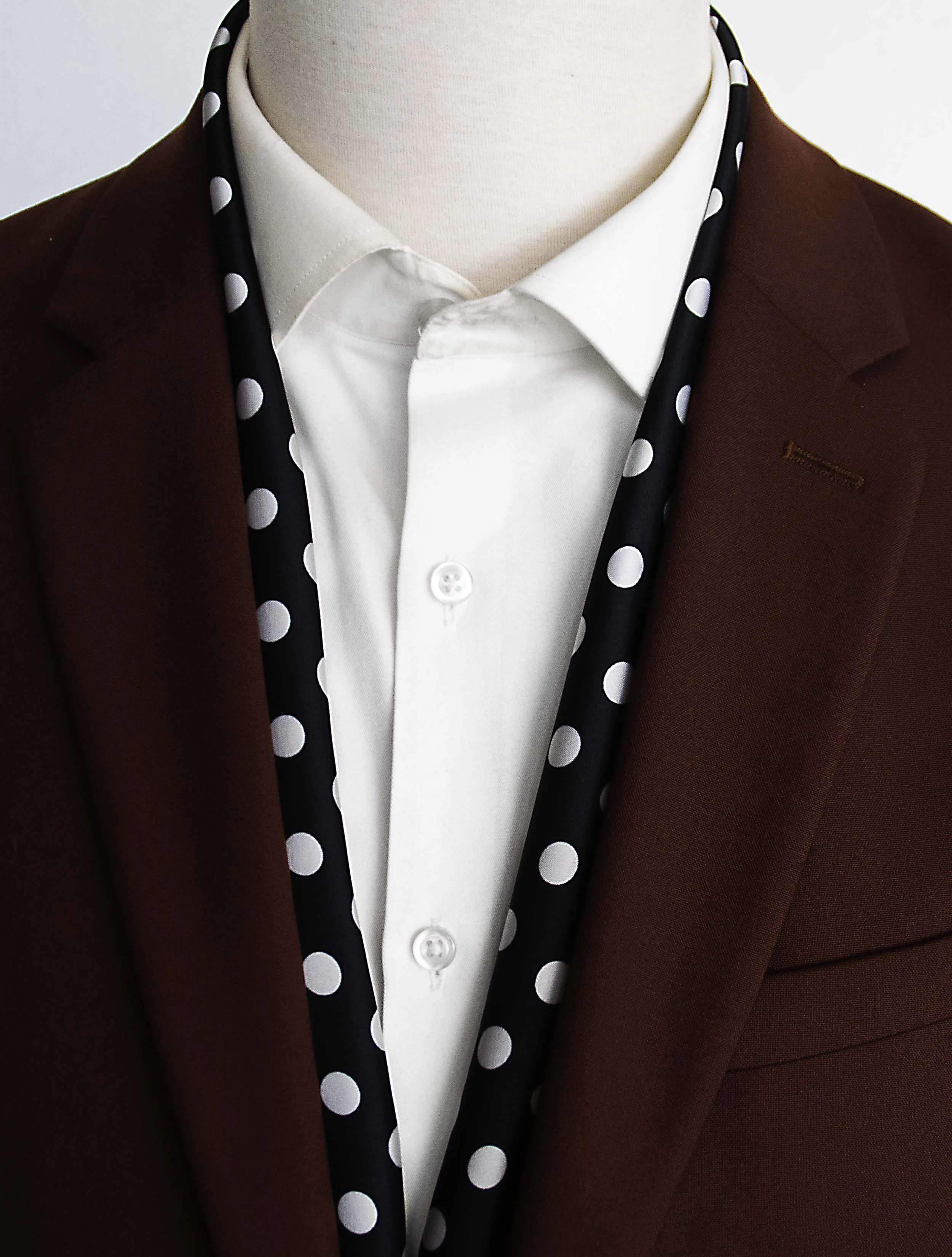 Black Base Polka - Silk Men Scarves