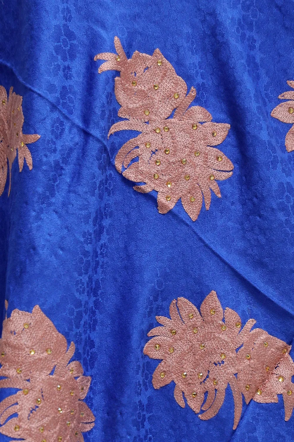 Blue Colour Aari Work  Embroidered Stole Embellished With Swarovski Work .