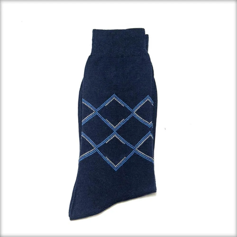 Blue Socks For Men – Computerised Knitted Cotton Socks C – KL-14