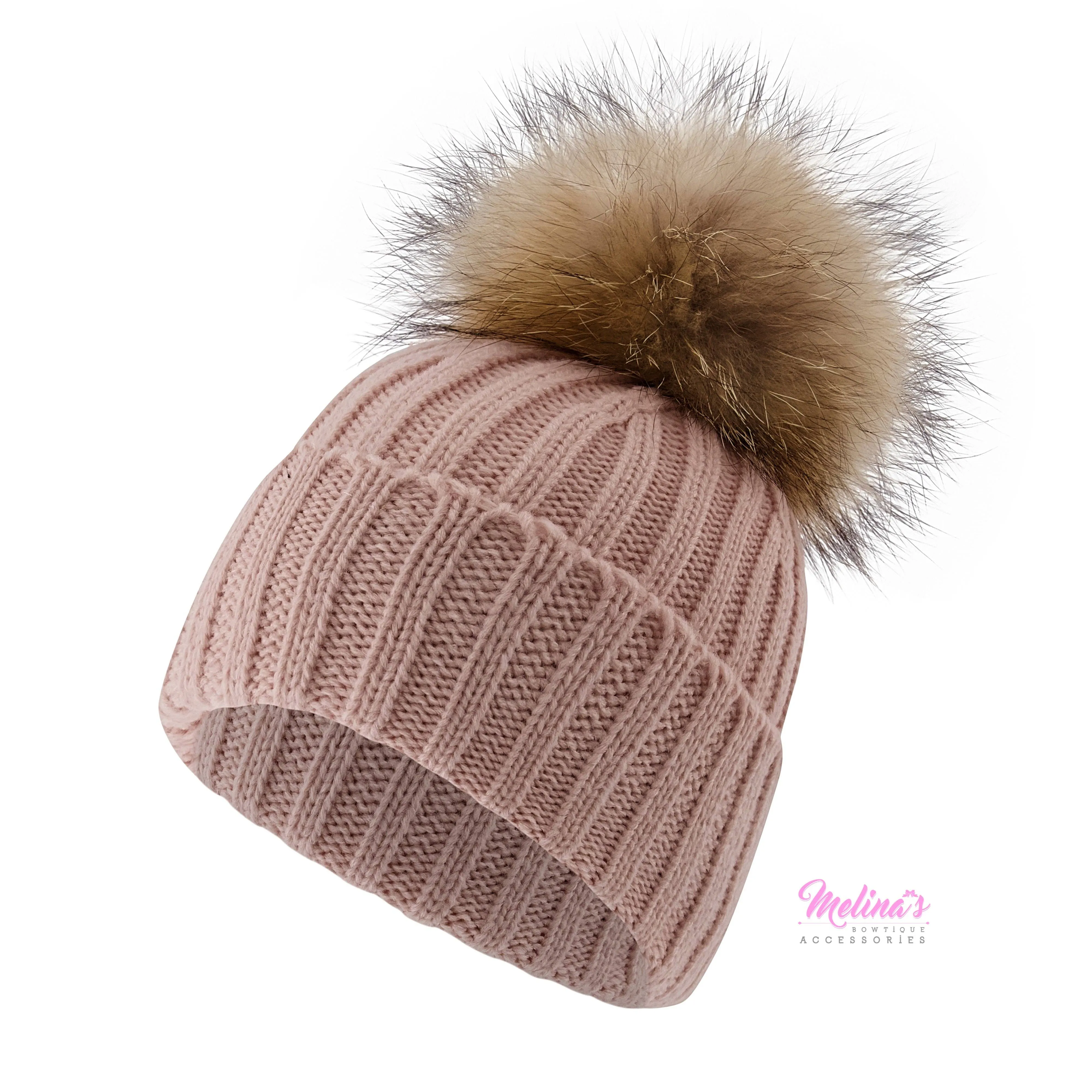 Blush Pom Beanies