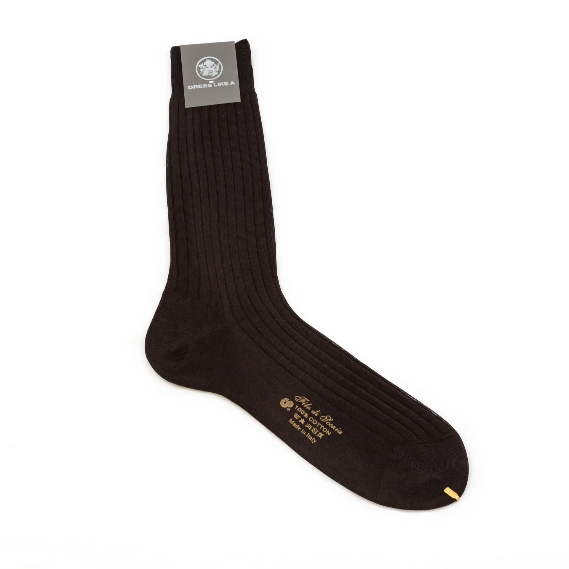 Brown ribbed cotton socks