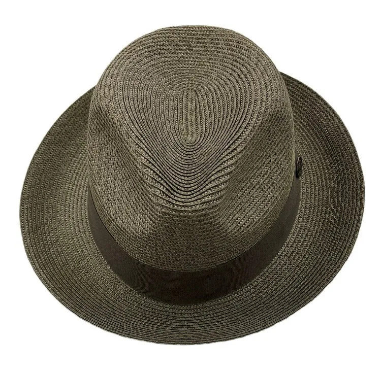 Bruno Capelo olive Men's straw hat casual and dress summer