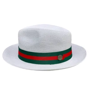 Bruno Capelo white Men's straw dress hat red and green band