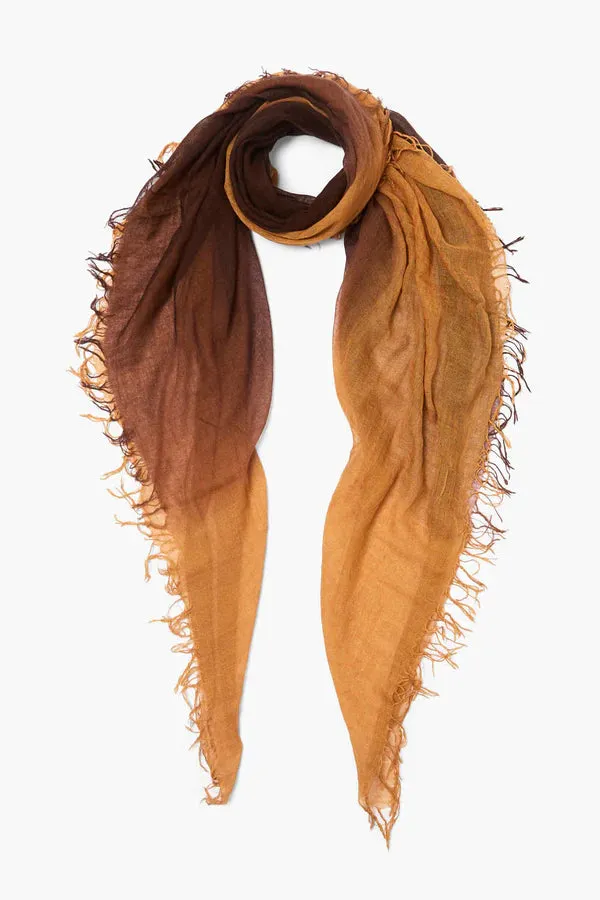 CASHMERE AND SILK SCARF BUTTERSCOTCH DIP DYED