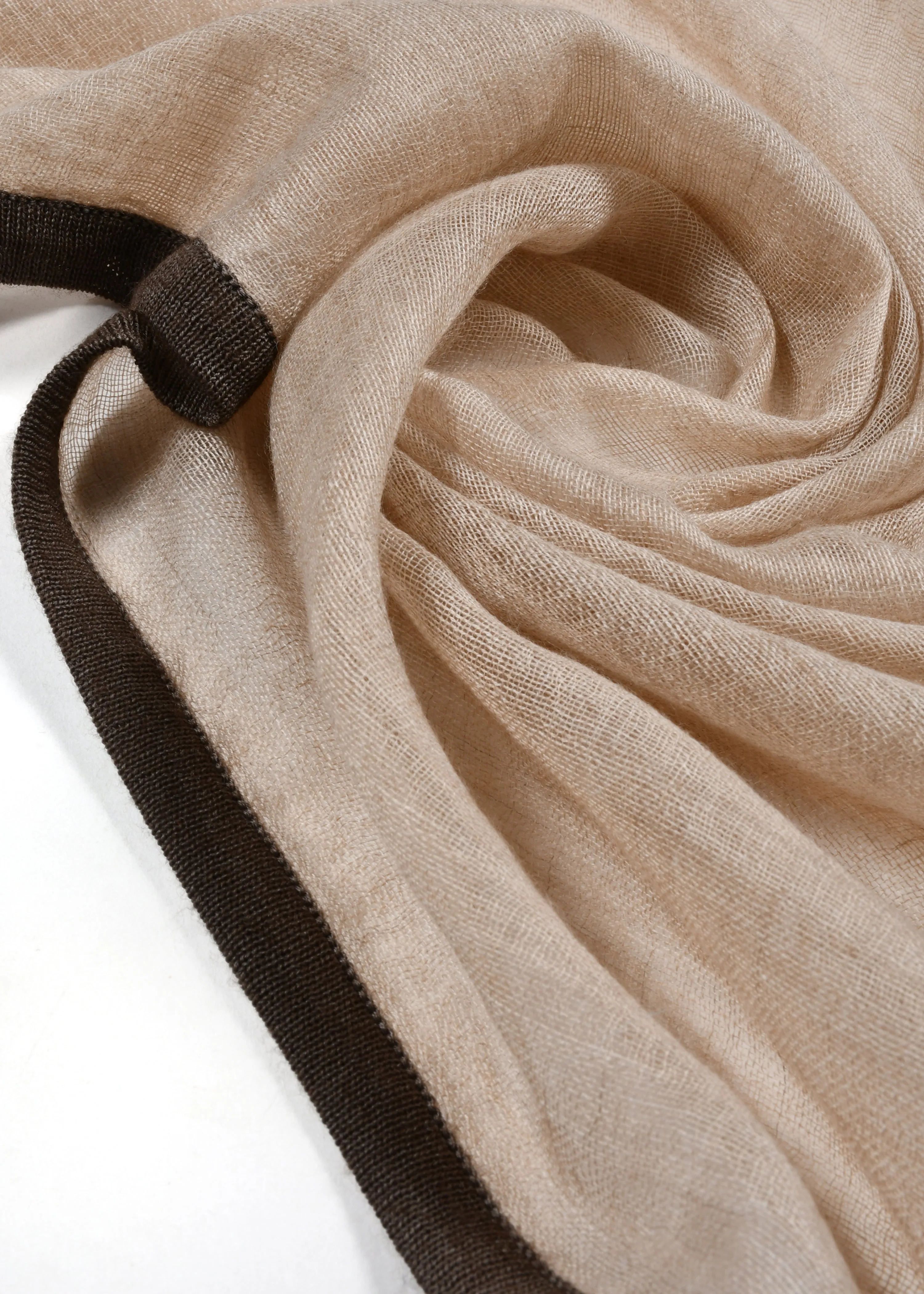 Cashmere Gauze Stole with Knitted Selvedge in Cashmere