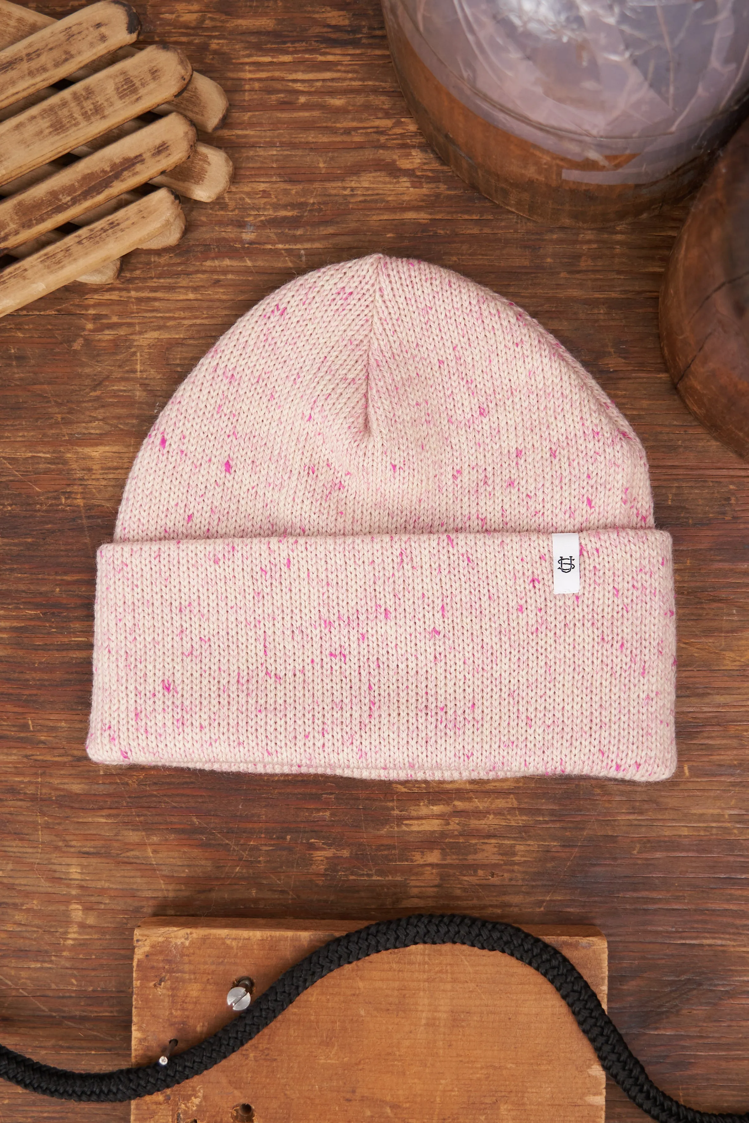 Cherry Blossom Tweed Ragg Wool Beanie