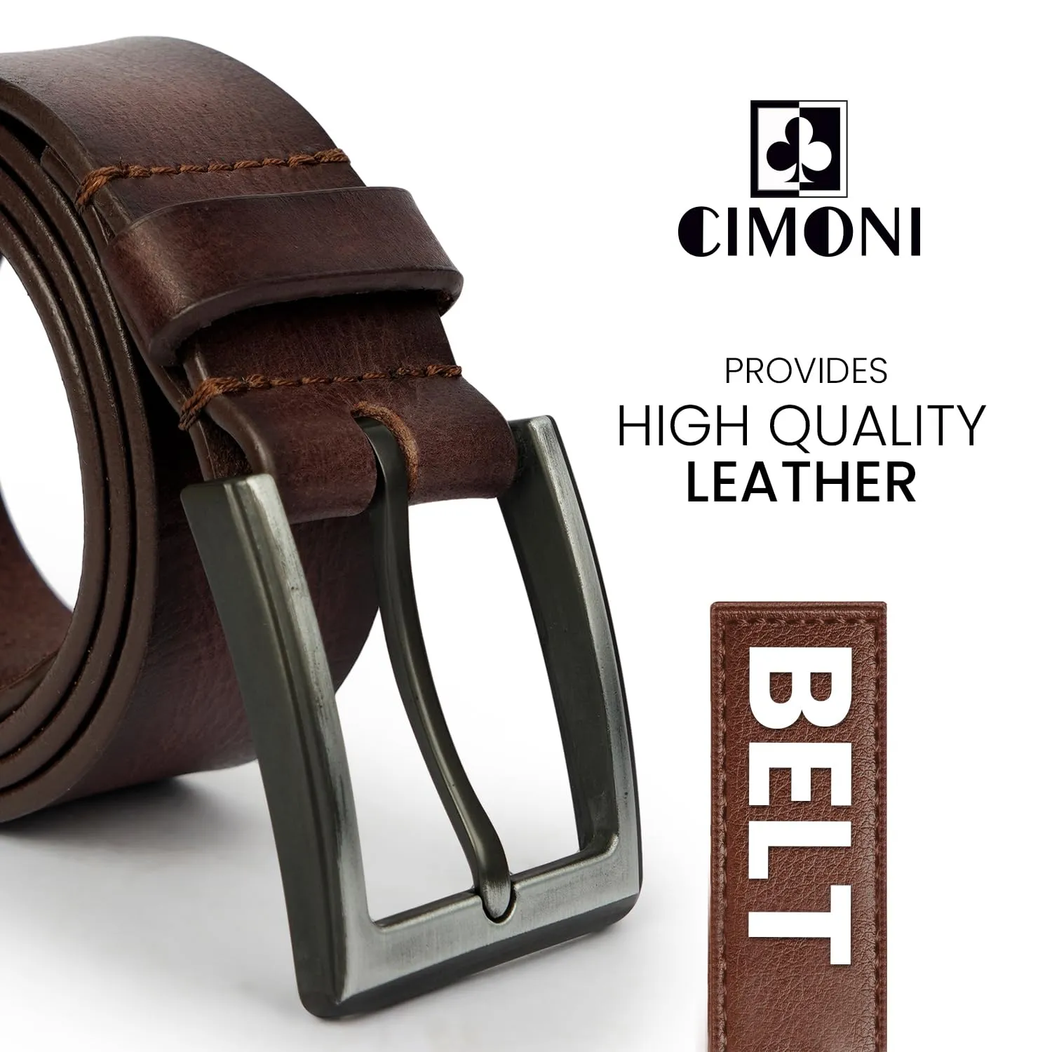 CIMONI® Premium Genuine Leather Belt for Men Belt (Color - Brown) ( 1 Year Gurantee)