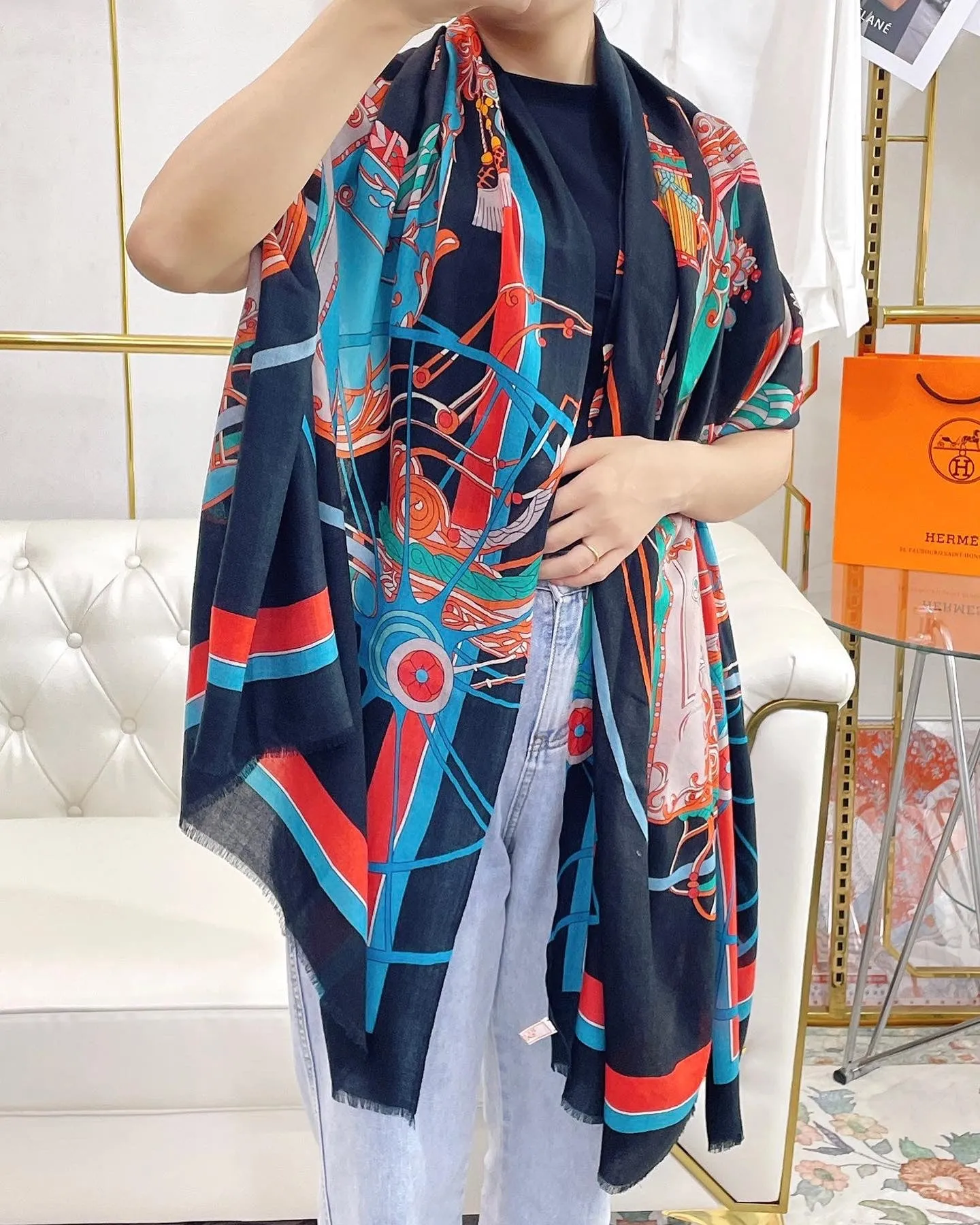 CLTH263 H Rectangle 100shmere Shawl 200x100cm