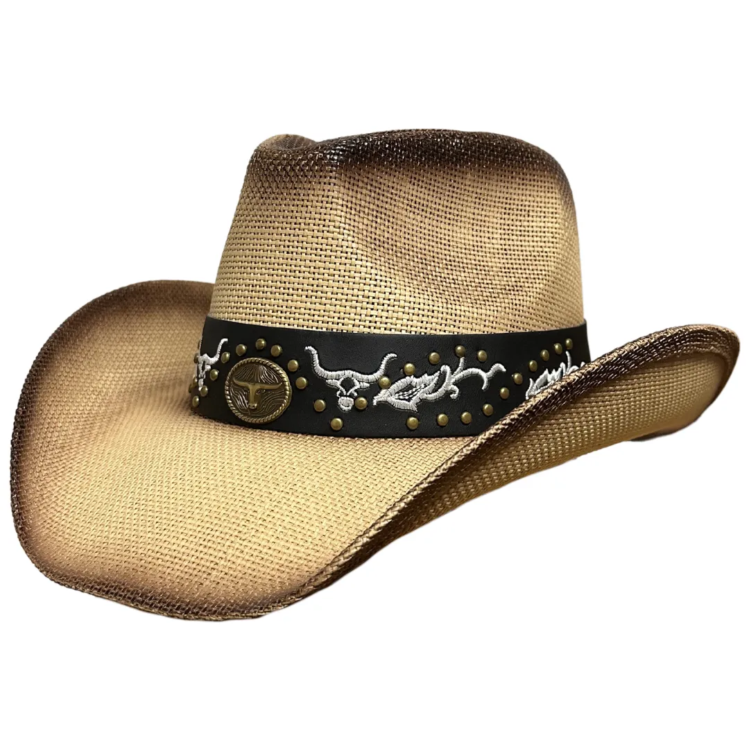 Cowboy Hat with Longhorn Embroidery ST-122 Natural