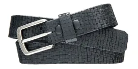 Cross Hatch Cut Leather - Black