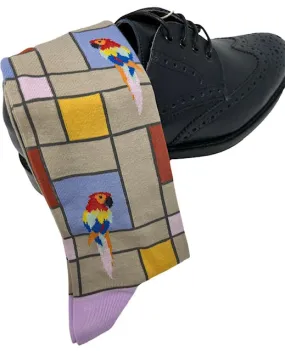 DMITRY "It's A Jungle Out There" Patterned Made in Italy Mercerized Cotton Socks