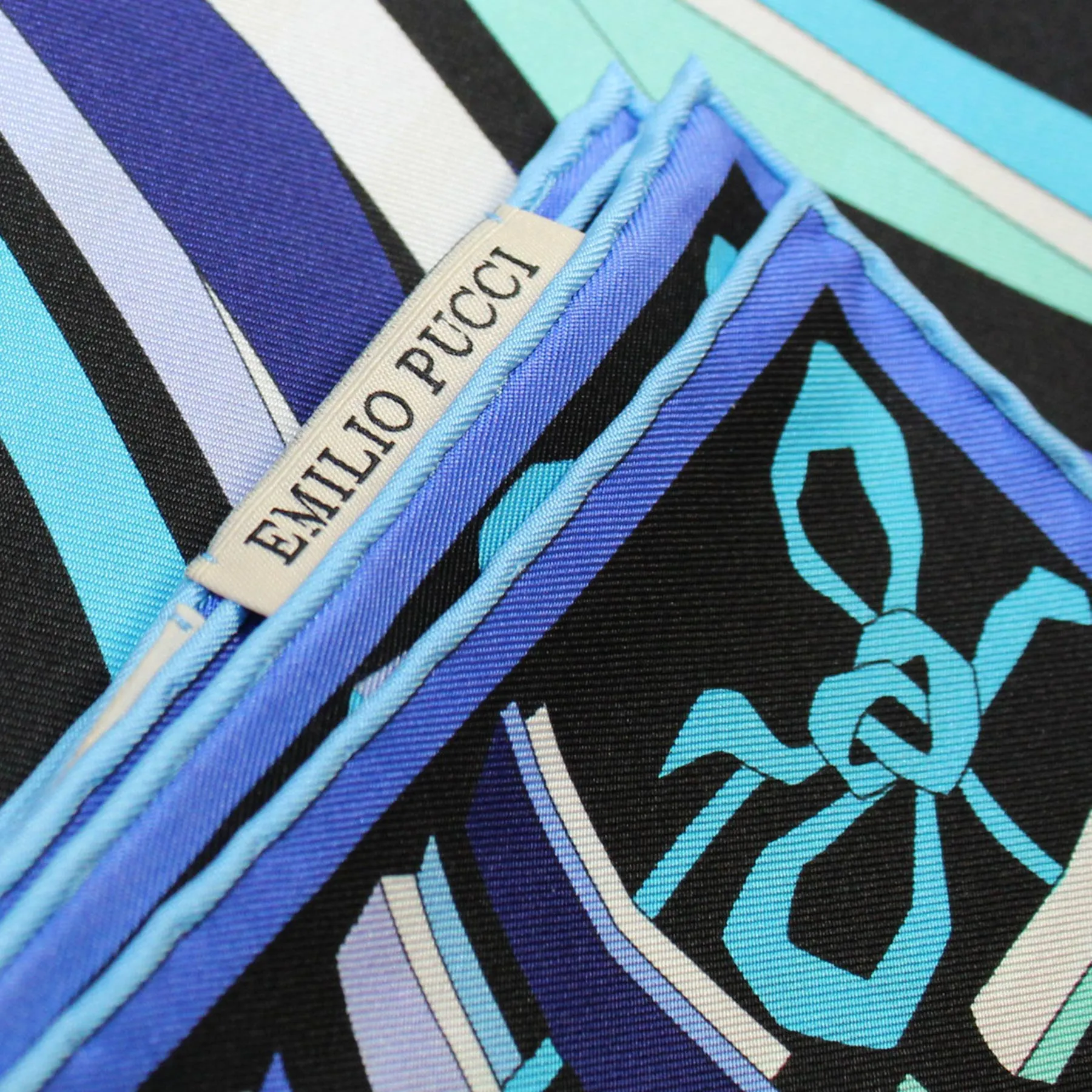 Emilio Pucci Scarf Blue Design - Large Twill Silk Square Foulard