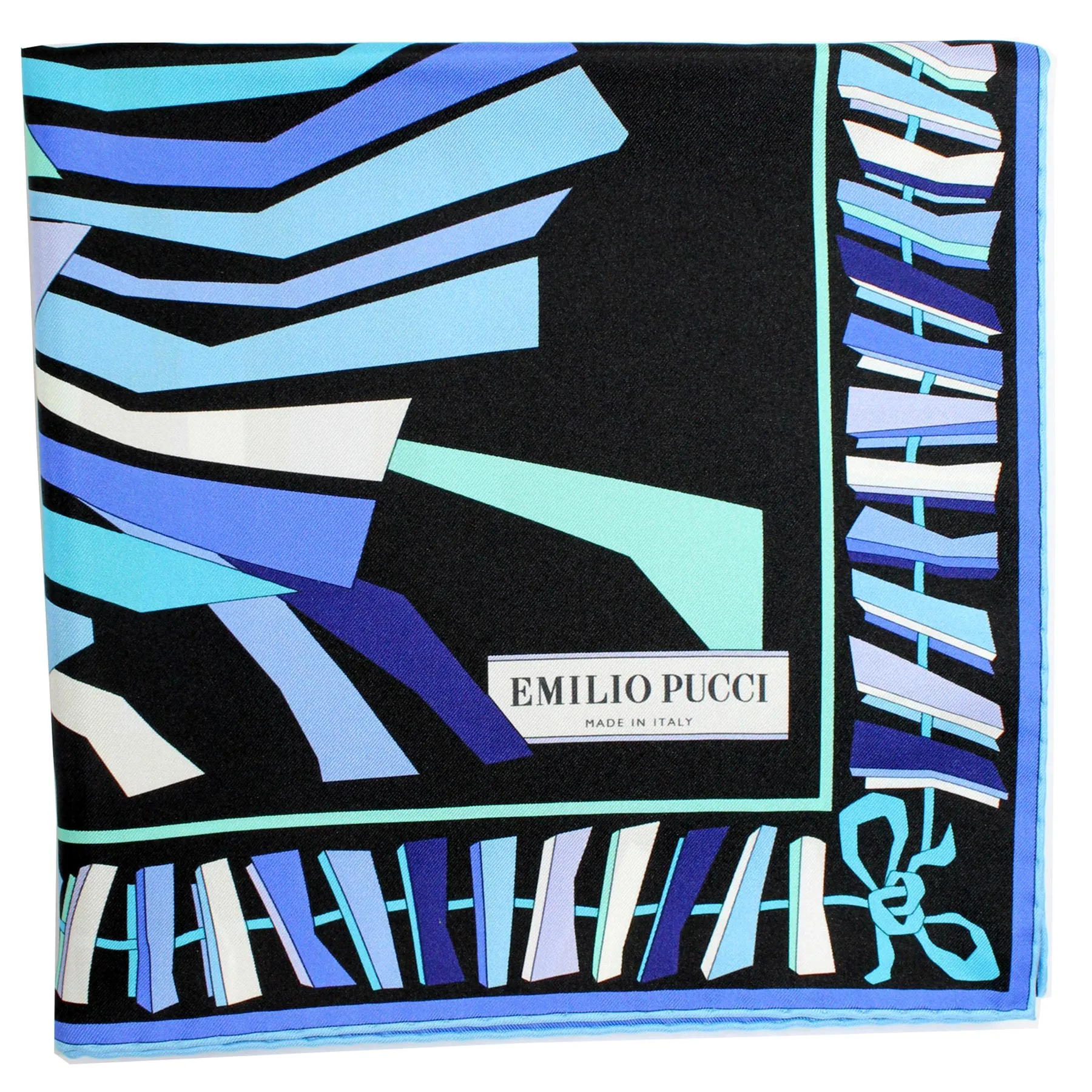 Emilio Pucci Scarf Blue Design - Large Twill Silk Square Foulard