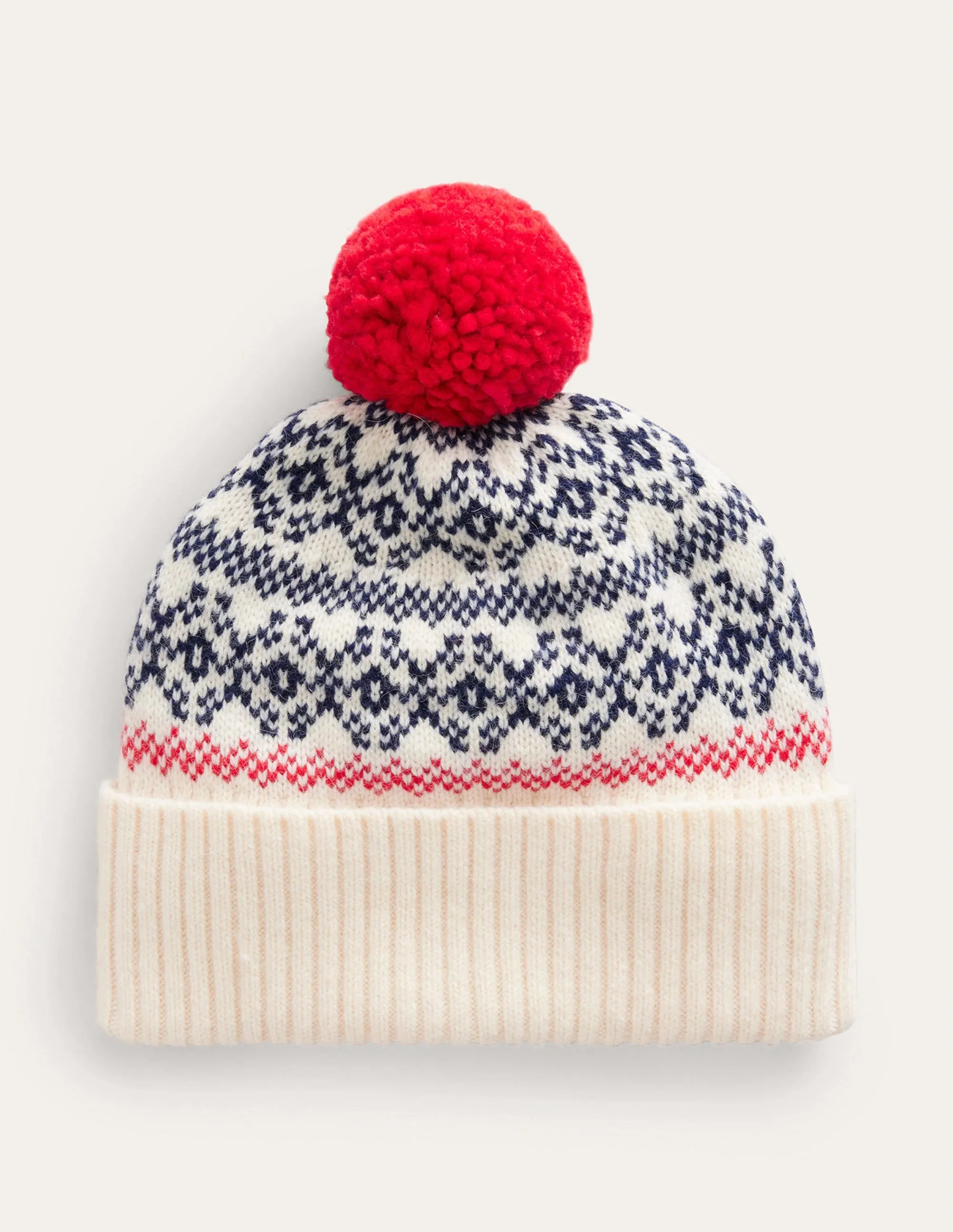 Fair Isle Wool Hat-Navy/ Oatmeal Fairisle