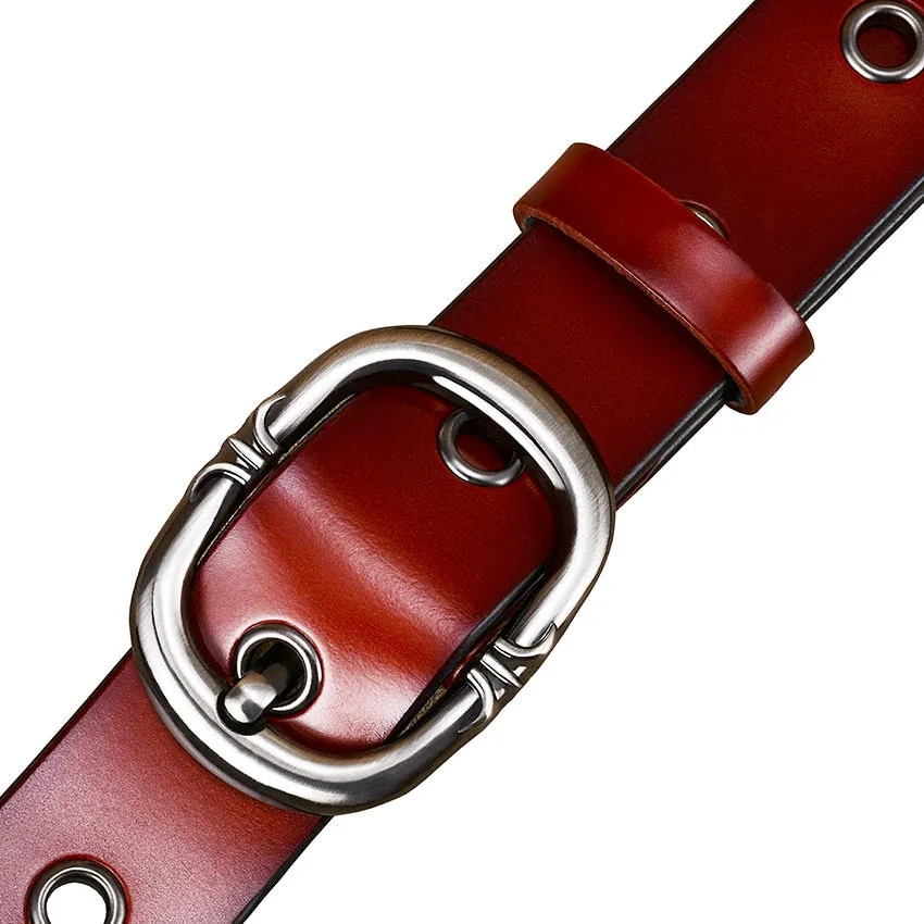 Fashionable Hollow Genuine Pin Buckle Leather Belts for Women