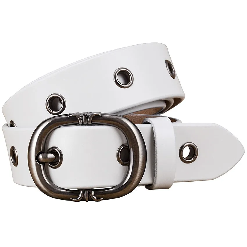 Fashionable Hollow Genuine Pin Buckle Leather Belts for Women