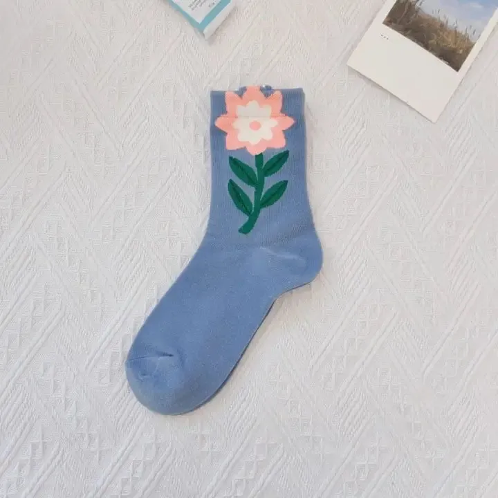 Flower Top Cotton Socks - Several Styles