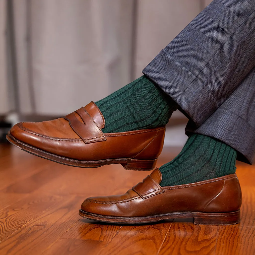 Forest Green Cotton Mid Calf Dress Socks