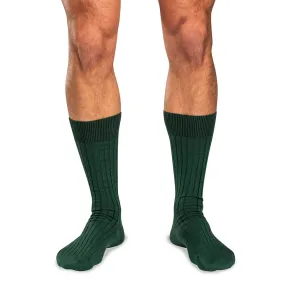 Forest Green Cotton Mid Calf Dress Socks