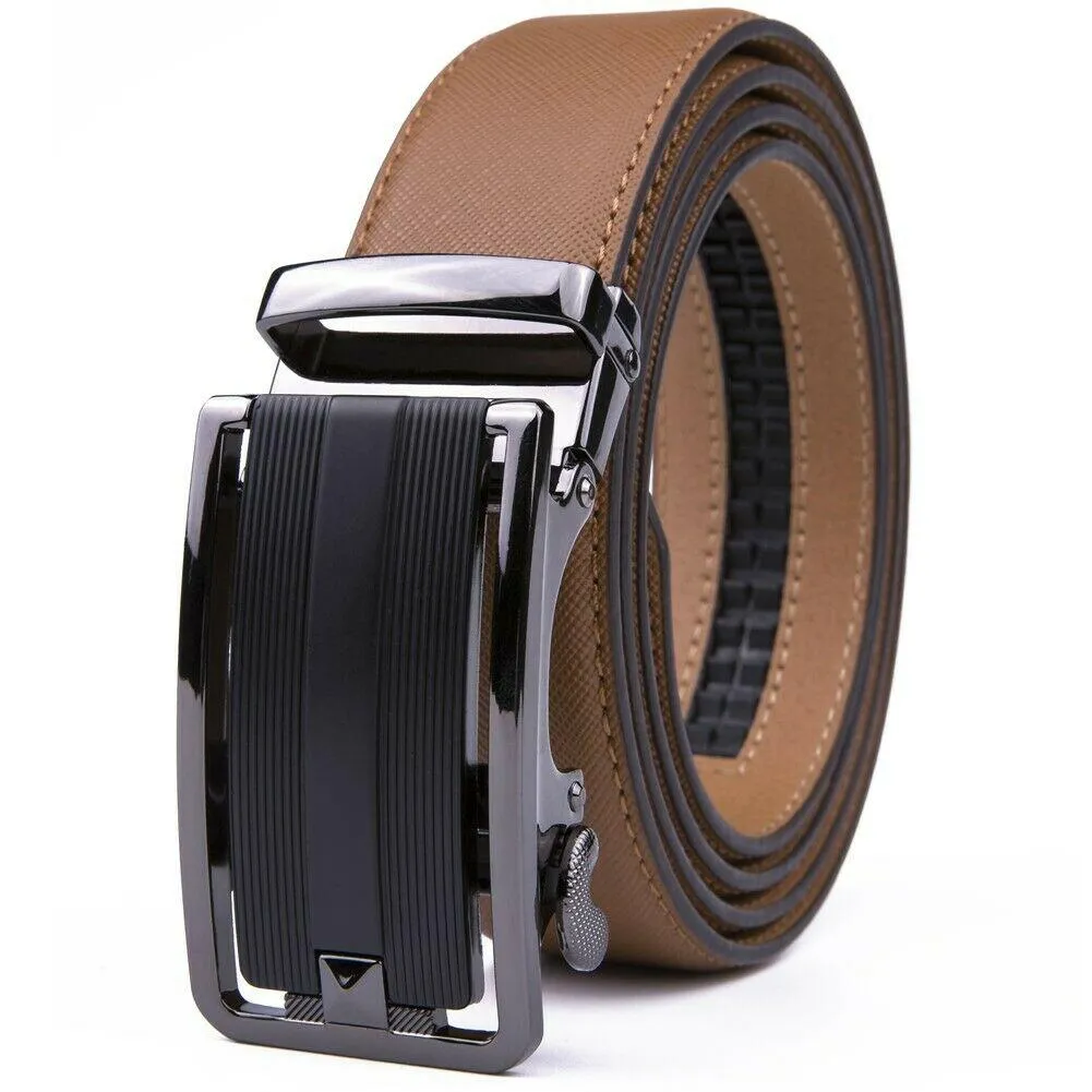 FVLUX™ Faux Leather Ratchet Belt | Men's 1.4" Wide Automatic Slide Buckle | Stainless Steel