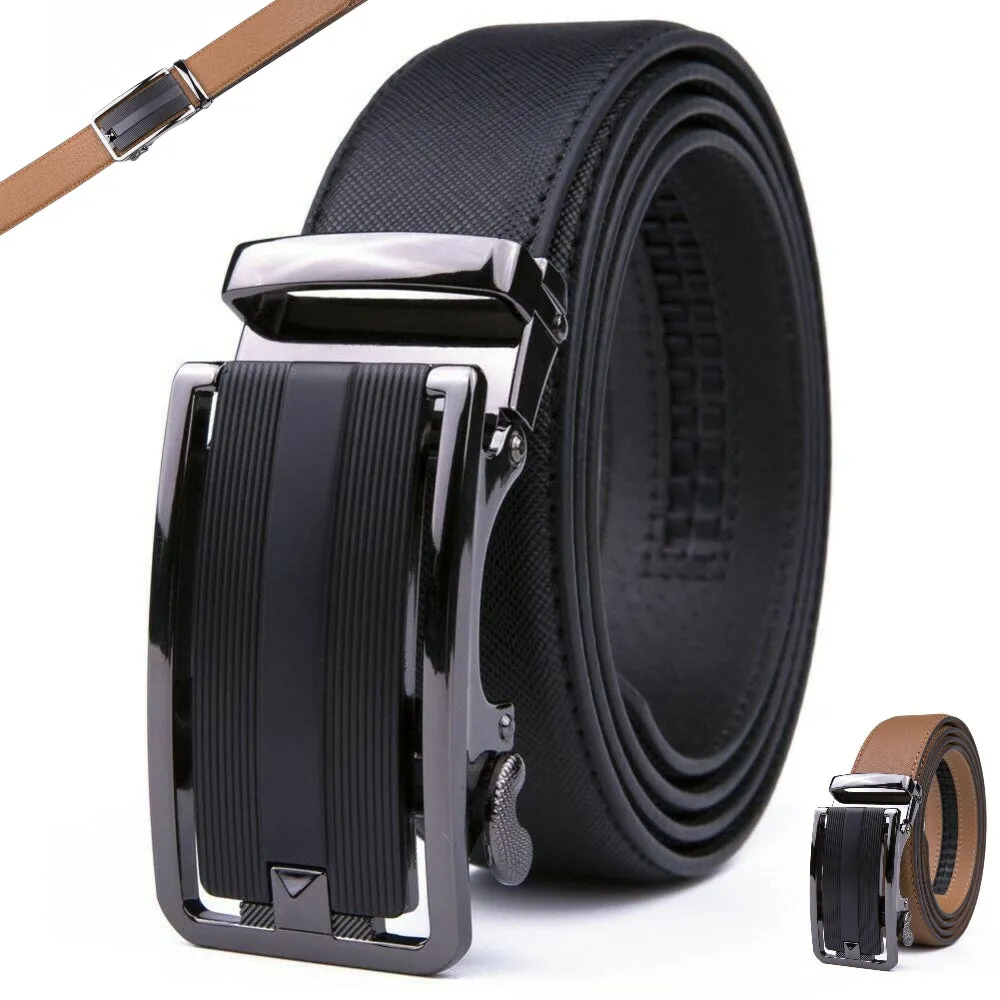 FVLUX™ Faux Leather Ratchet Belt | Men's 1.4" Wide Automatic Slide Buckle | Stainless Steel