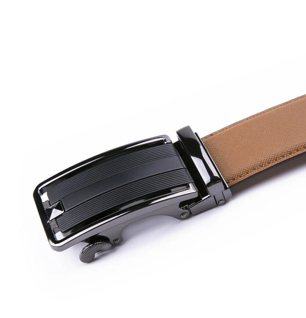 FVLUX™ Faux Leather Ratchet Belt | Men's 1.4" Wide Automatic Slide Buckle | Stainless Steel