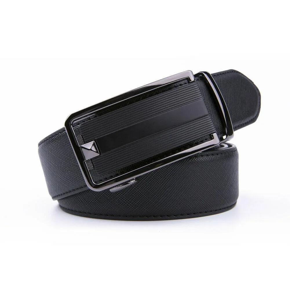 FVLUX™ Faux Leather Ratchet Belt | Men's 1.4" Wide Automatic Slide Buckle | Stainless Steel